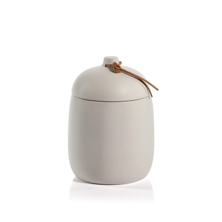 Zodax Prado Ceramic Canister with Leather Tie