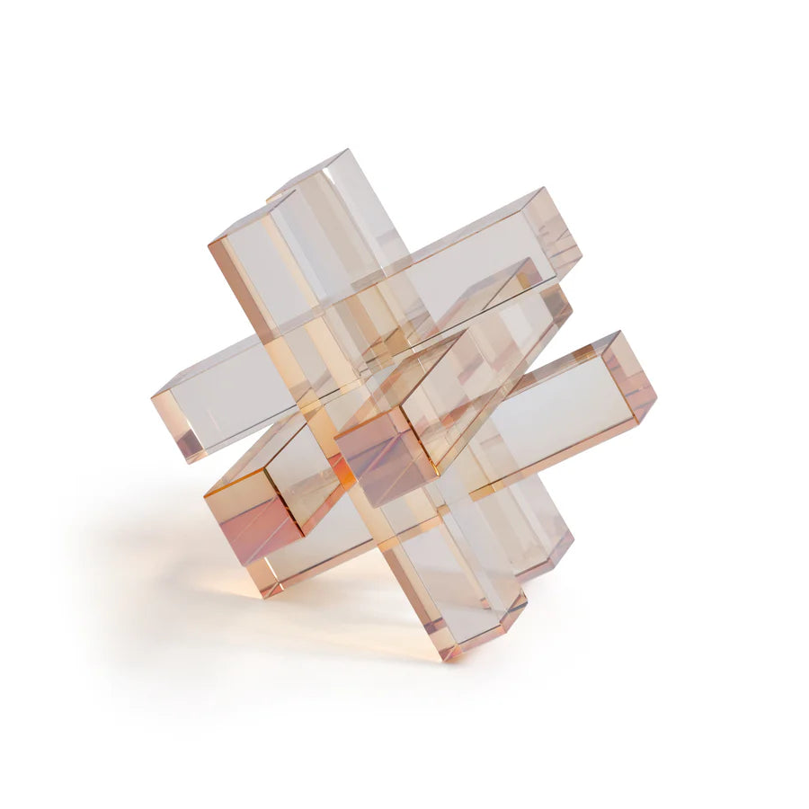 Zodax interlocking crystal glass bookends, amber