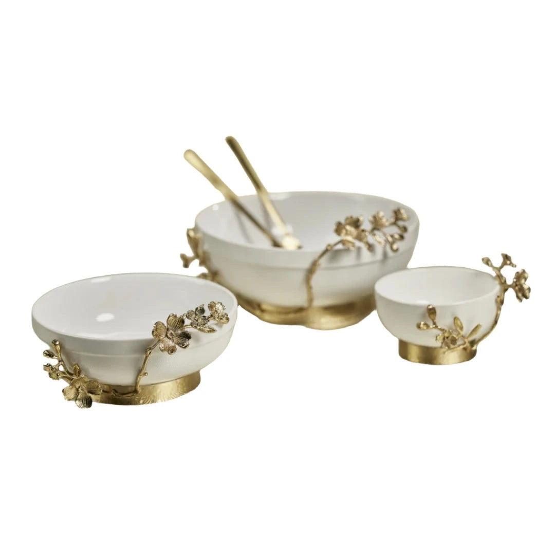 Zodax Tavolo Ceramic Bowl with Floral Trim