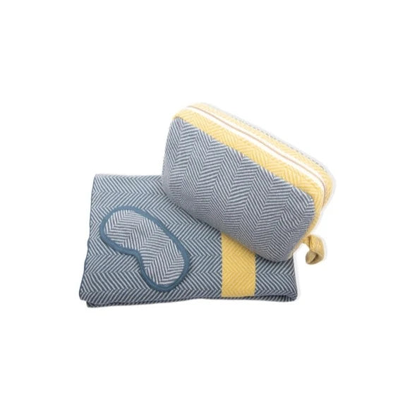 Steel Blue/Pale Whisper Chevron Stripes 3-Piece Travel Set
