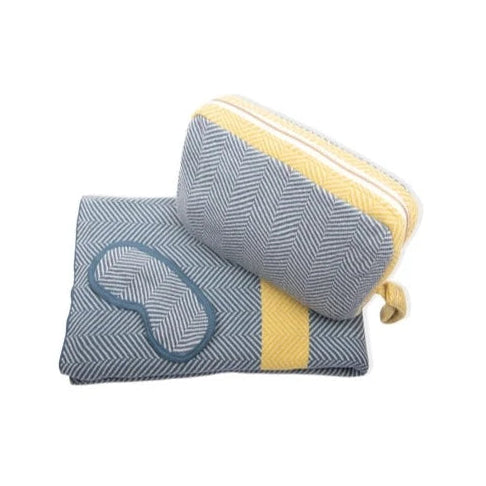 Steel Blue/Pale Whisper Chevron Stripes 3-Piece Travel Set