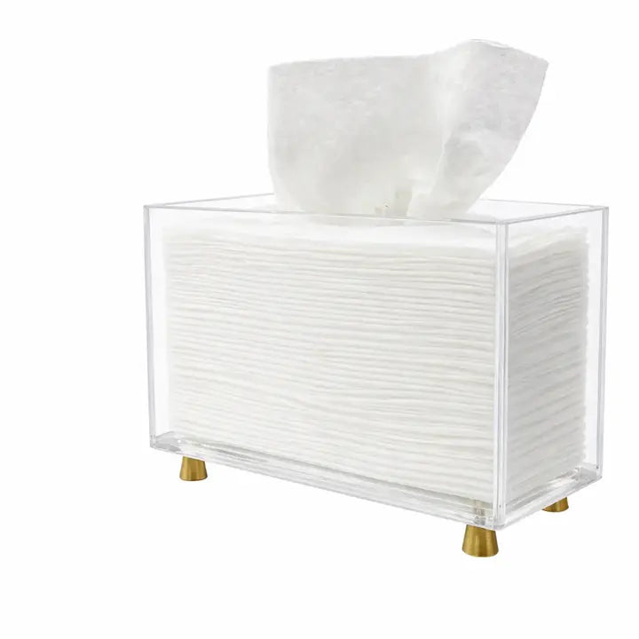 Acrylic Tissue Box Holder on Gold Legs