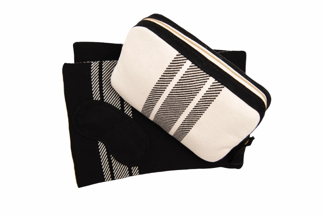Black/Natural Stripes 3-Piece Travel Set