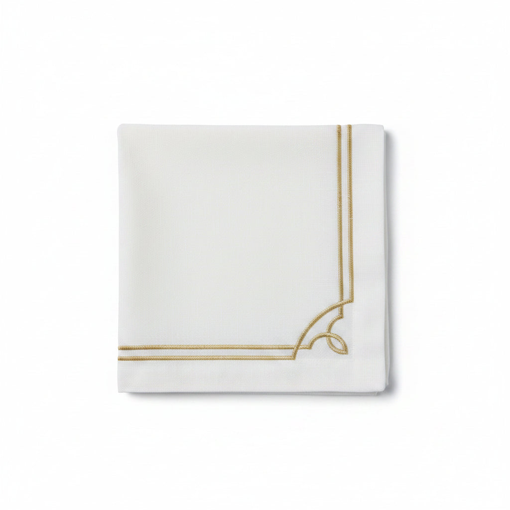 Adorn Your Table Gold Embroidered Napkin & Pouch Set