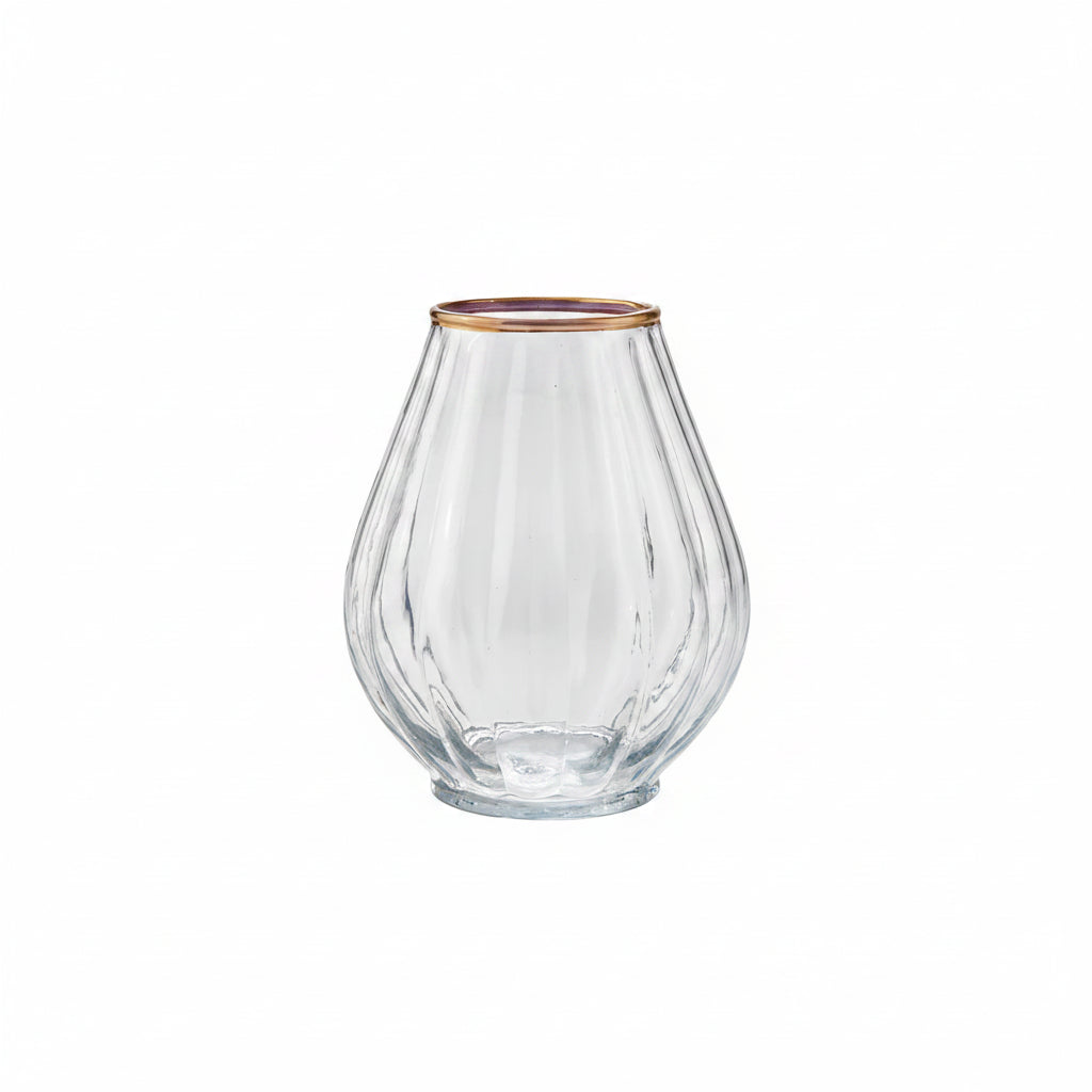 Gold rim balloon glass vase