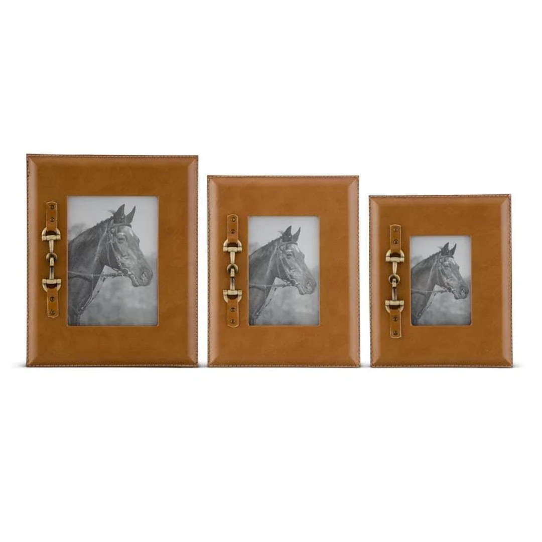 Tan Photo Frames w/Gold Horse Bit — 3.5x5