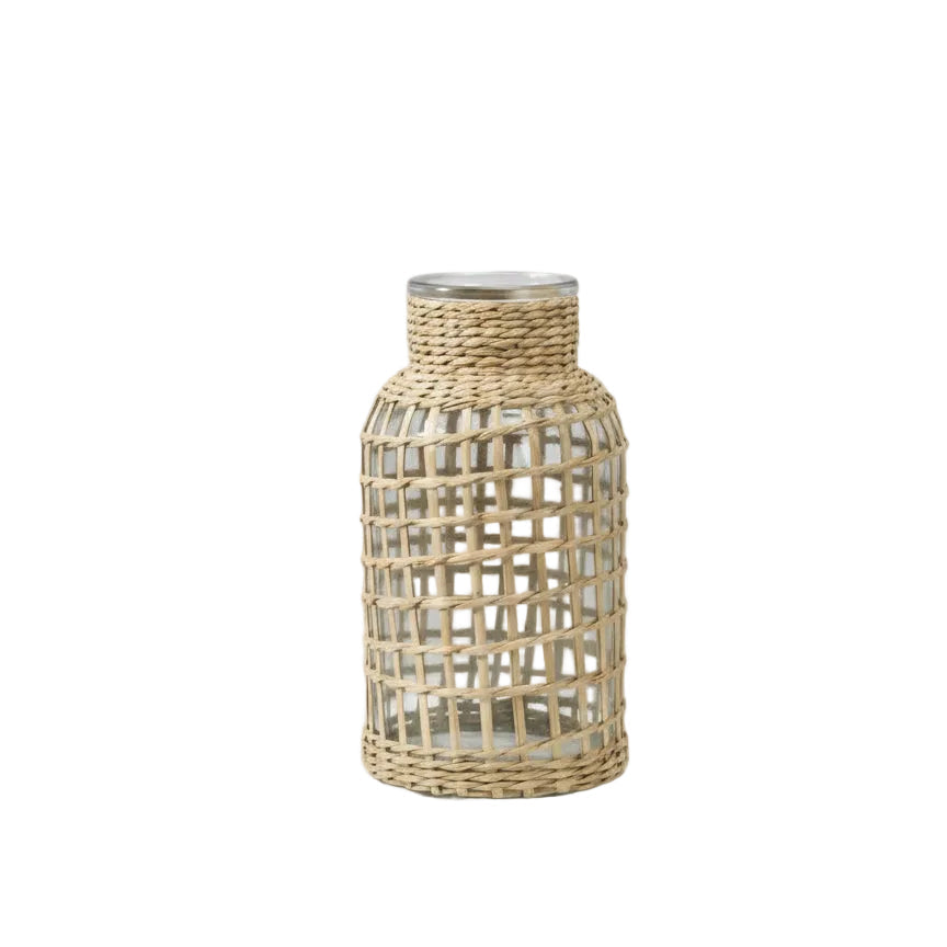 Los Cabos rattan-wrapped glass vase