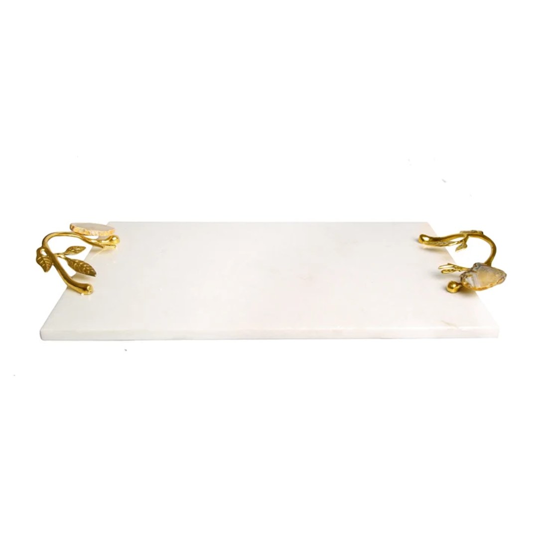 Marble Challah Tray with Agate Stone Handles
