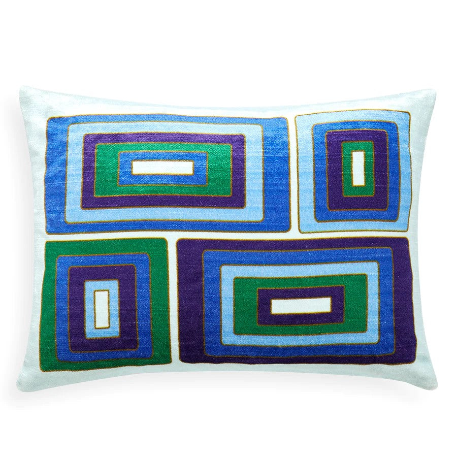 Jonathan Adler Milano Emerald/Navy Blocks Pillow