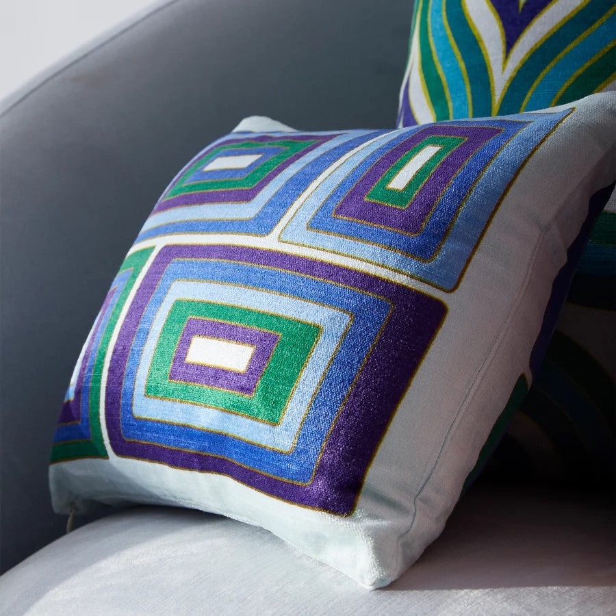 Jonathan Adler Milano Emerald/Navy Blocks Pillow
