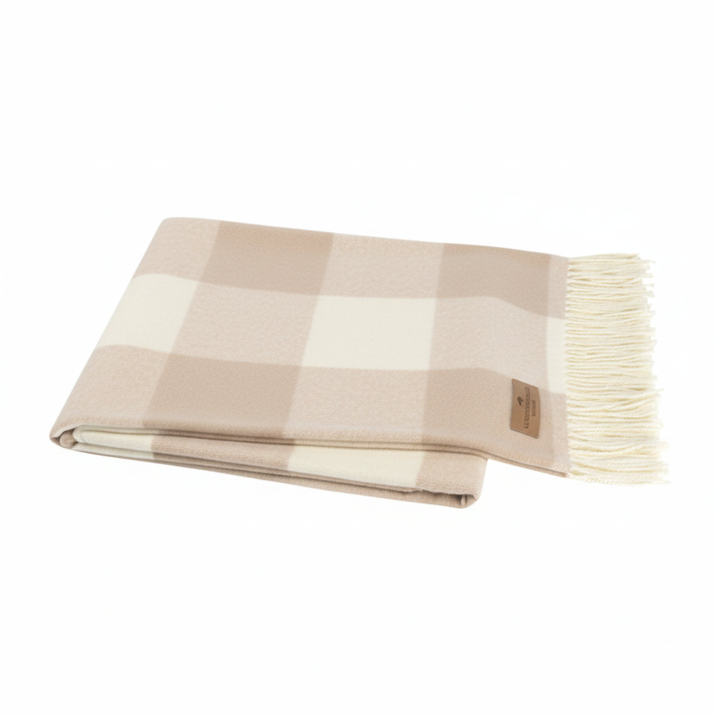 Lands Down Under Hampton Plaid Herringbone Throw- Dune