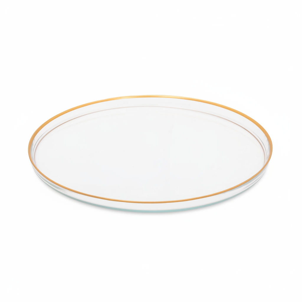 Set of 4 Glass Chargers with Gold Rim