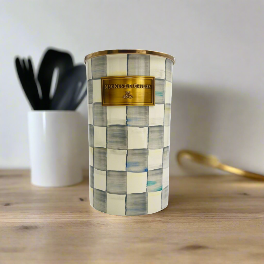 MacKenzie-Childs Sterling Check Utensil Holder
