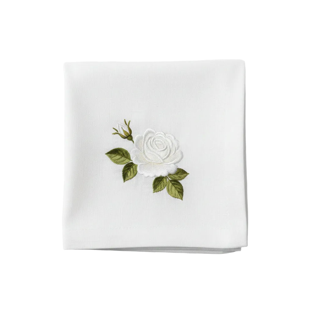 Adorn Your Table Embroidered Rose Napkins