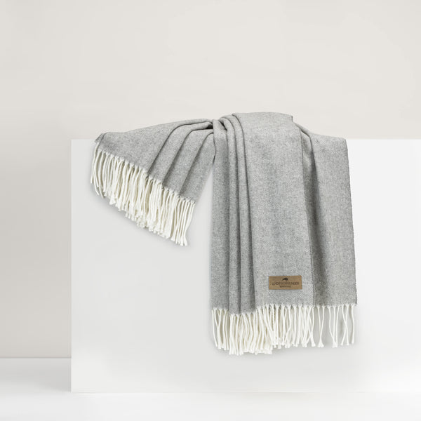 Lands Down Under Italian Herringbone Throw- Pebble