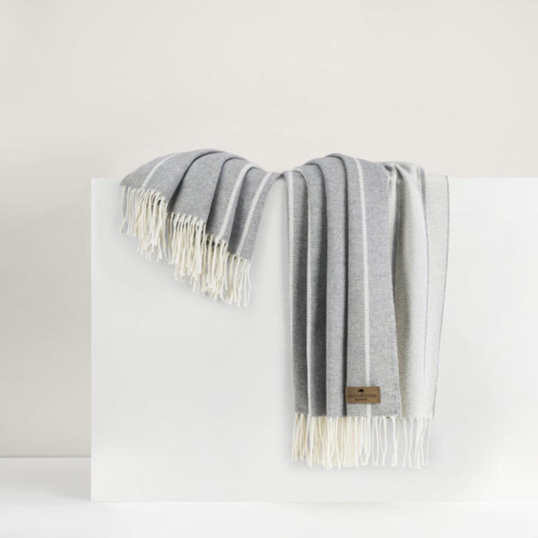 Lands Down Under Fiji Stripe Throw- Light Gray