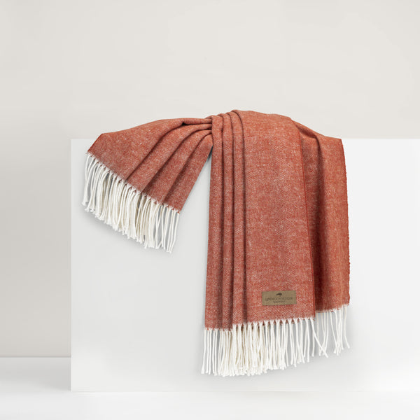 Italian Herringbone Throw- Spicy Orange