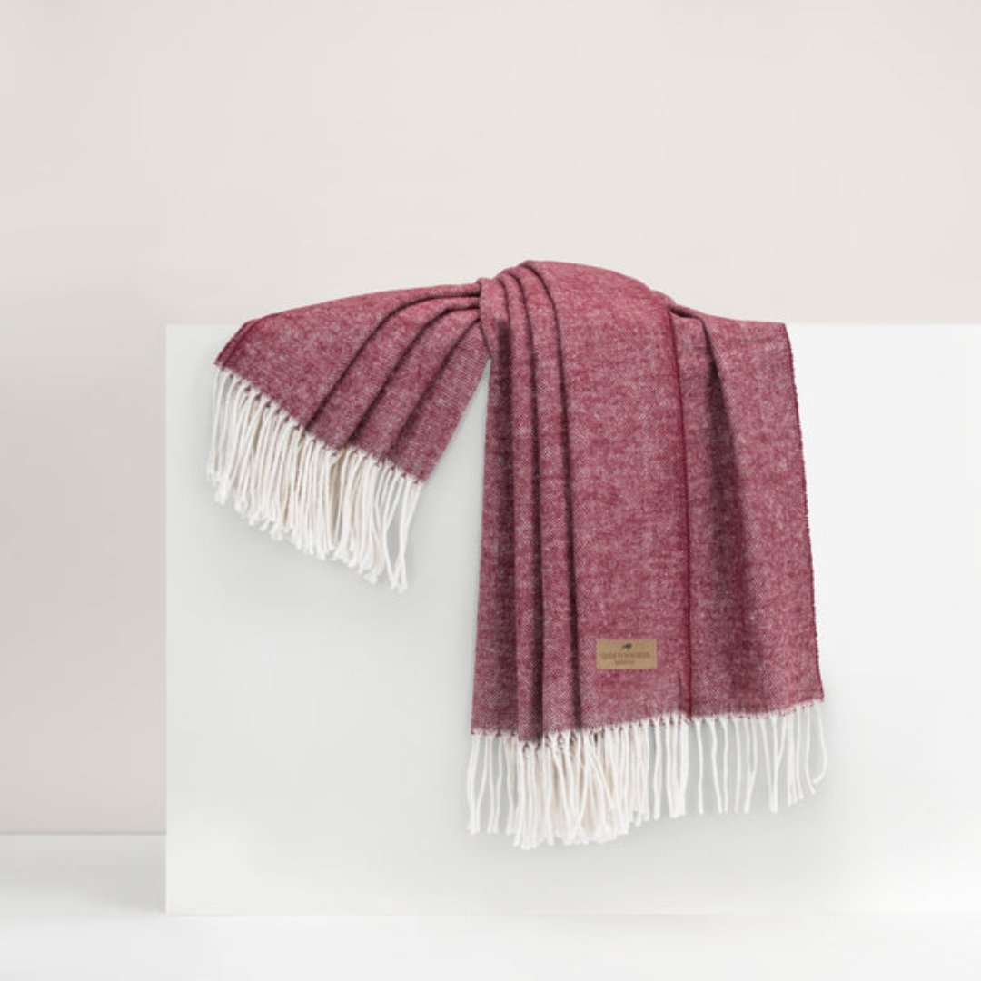 Lands Down Under Italian Herringbone Throw- Deep Merlot