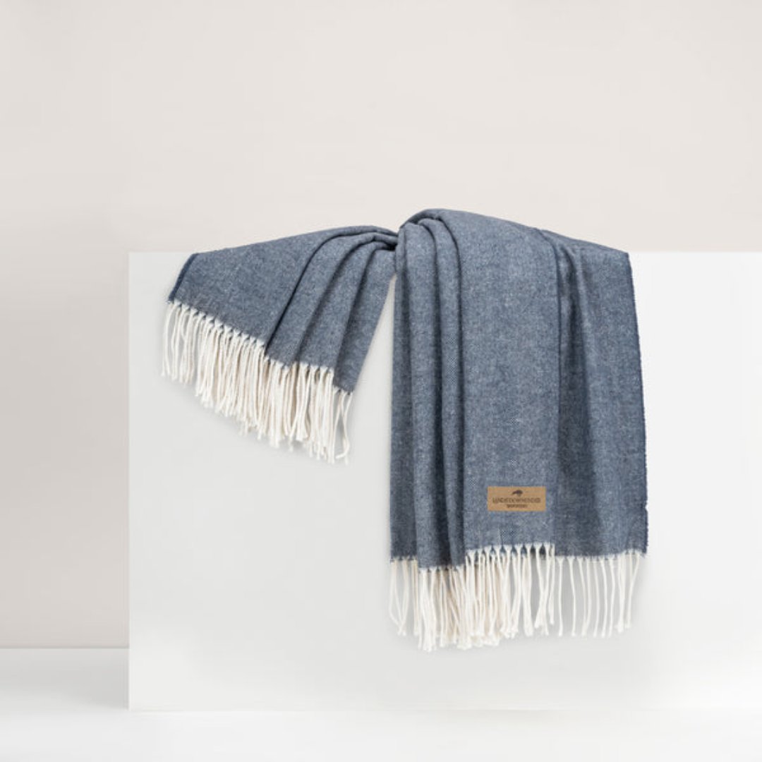 Lands Downunder Italian Herringbone Throw- Midnight