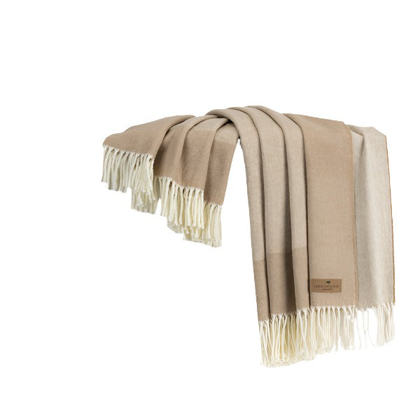 Lands Down Under Border Herringbone Throw- Dune