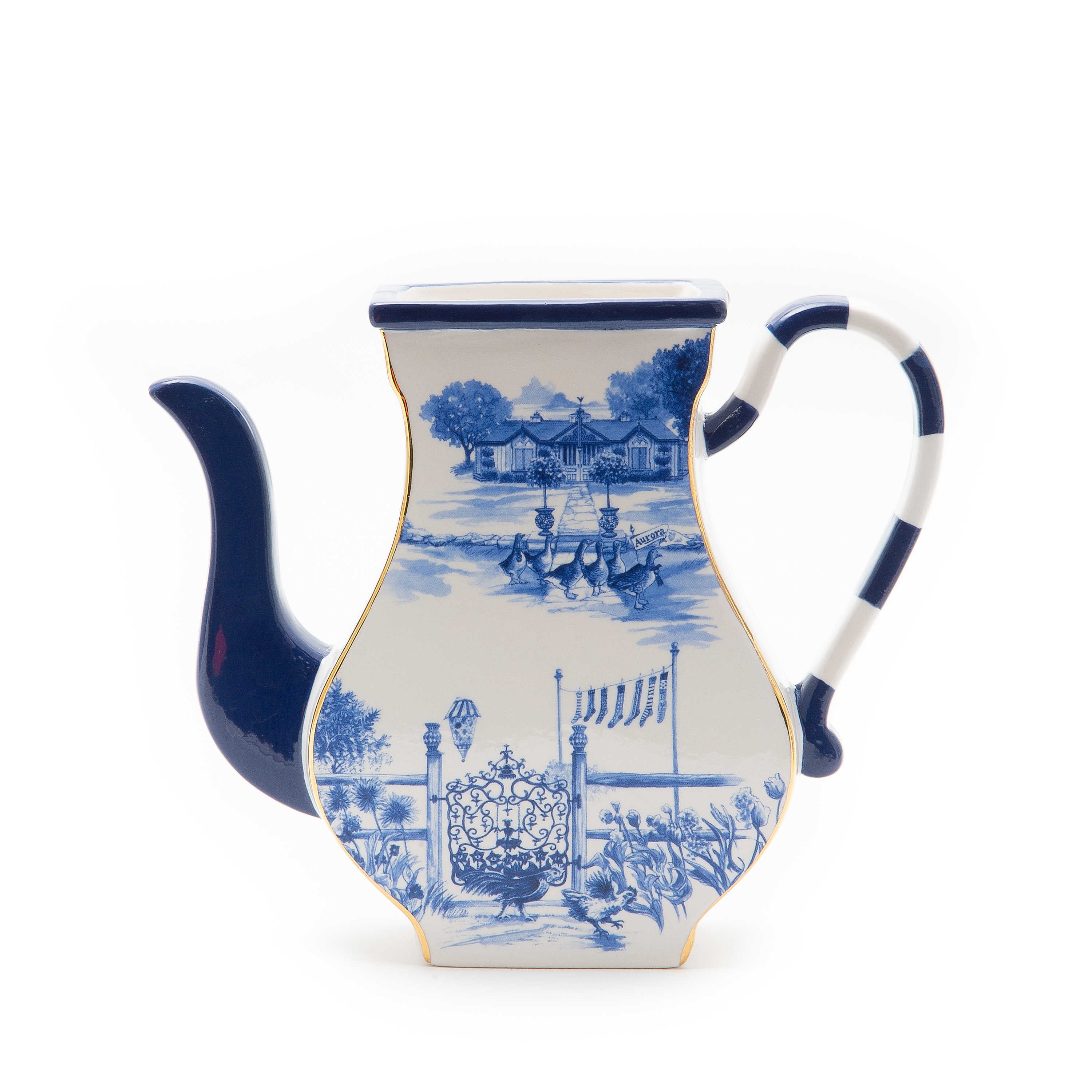MacKenzie-Childs Toile Tea Pot Vase