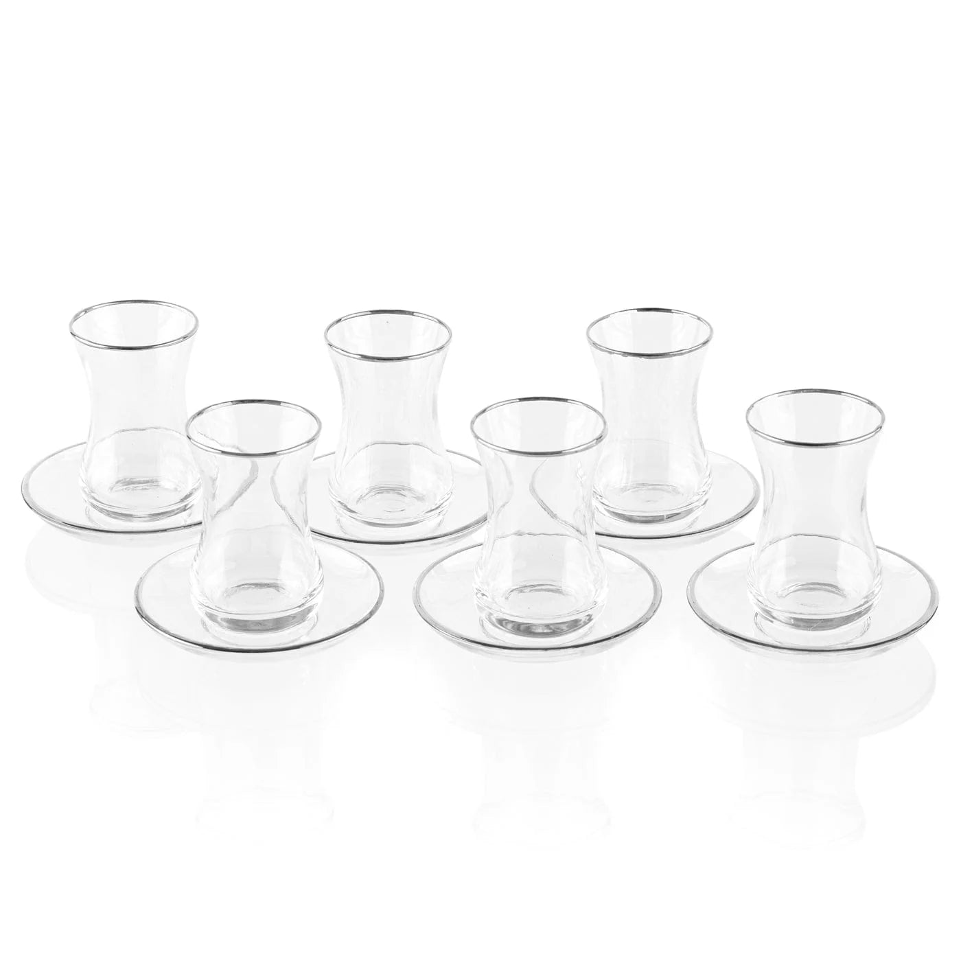Classic Glass Cups & Saucers Set