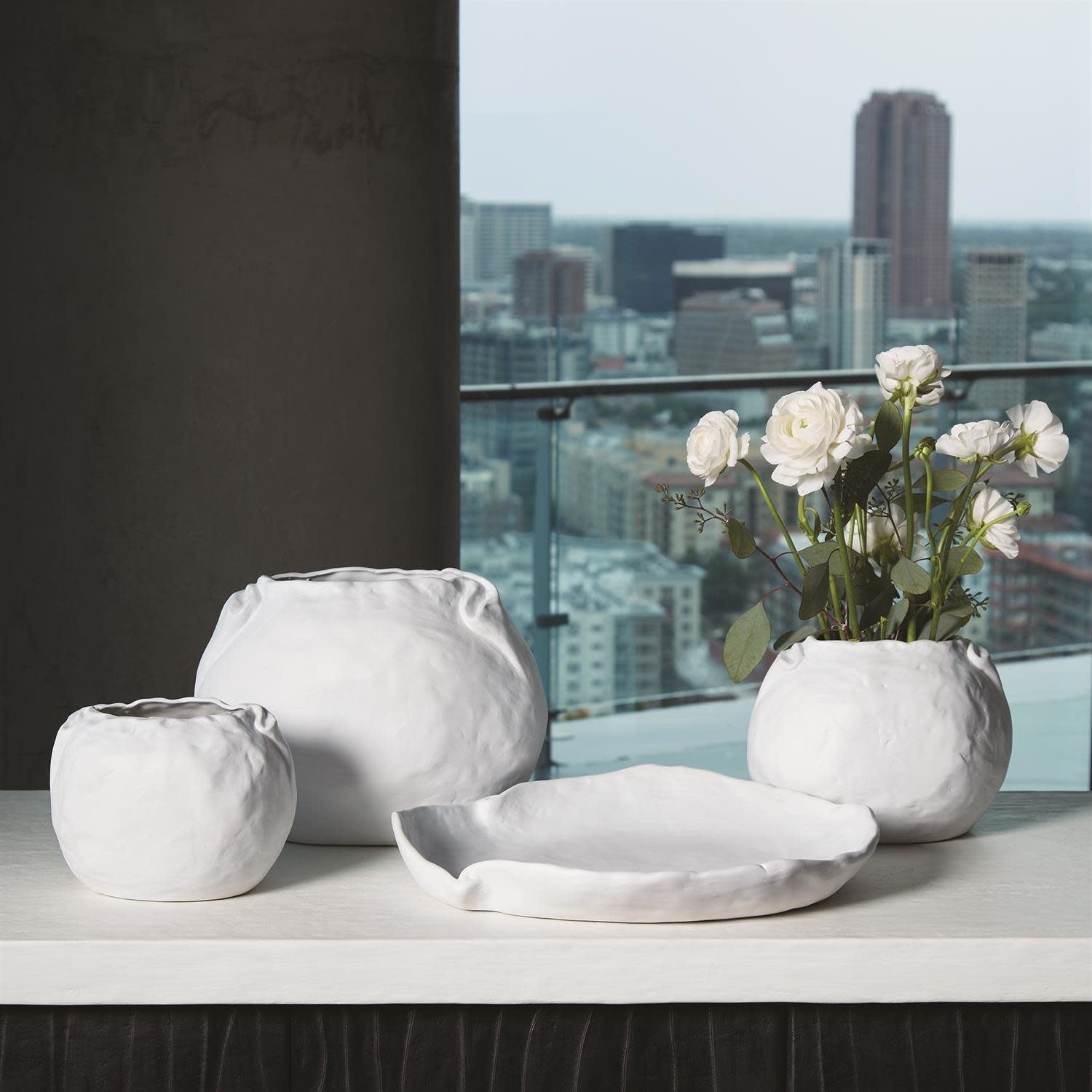 Global Views Petale Matte White Vase