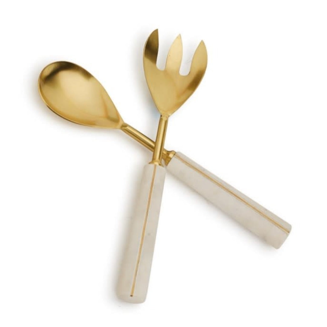 Set of 2 Servers Gold/White