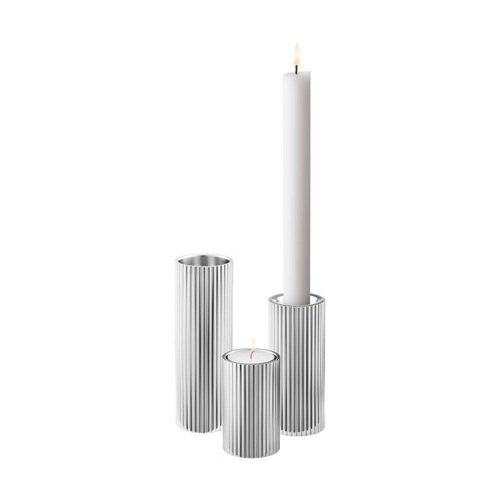 Georg Jensen Bernadotte Tealight/Taper Candle Holder Set