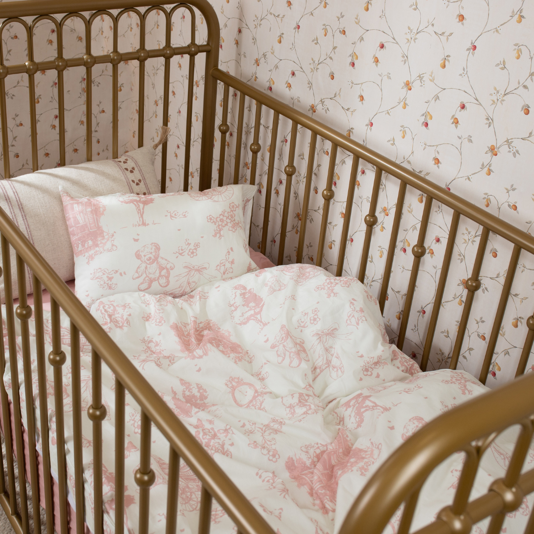 Petite Belle Toile Safra Crib Set- Rose Pink