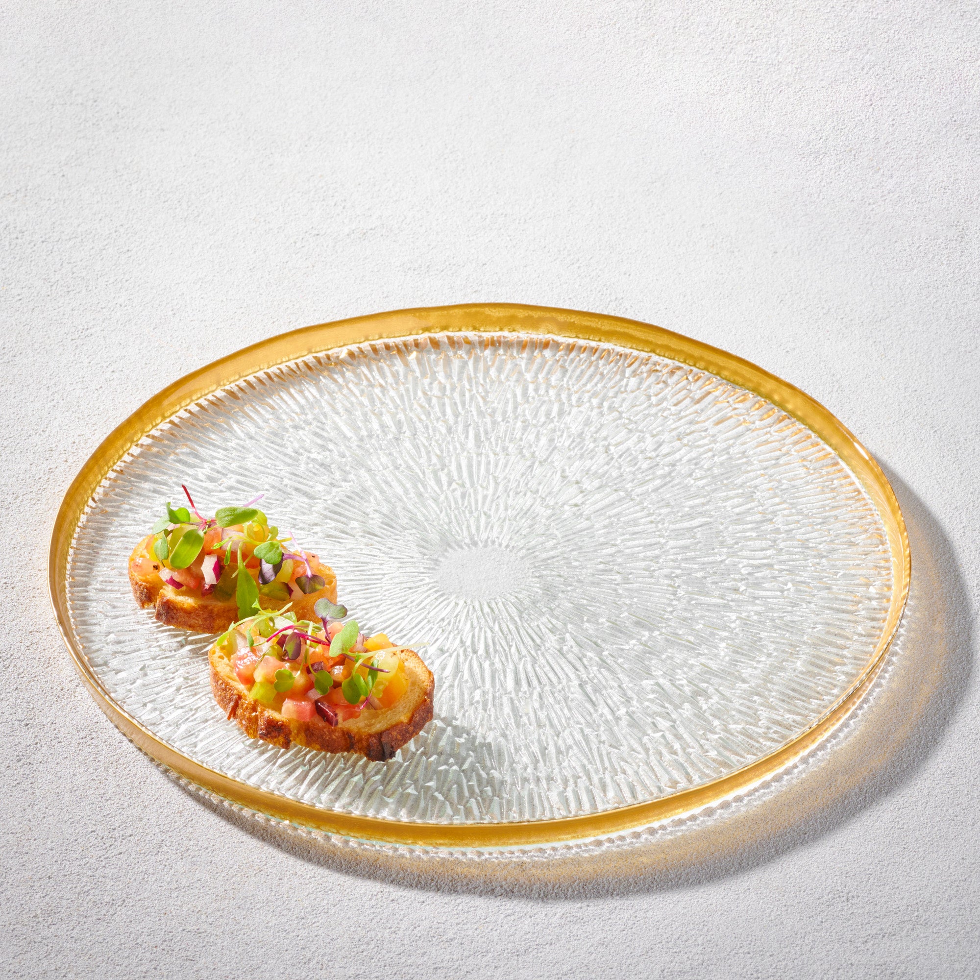Vikko Domo Glass Charger with Gold Rim