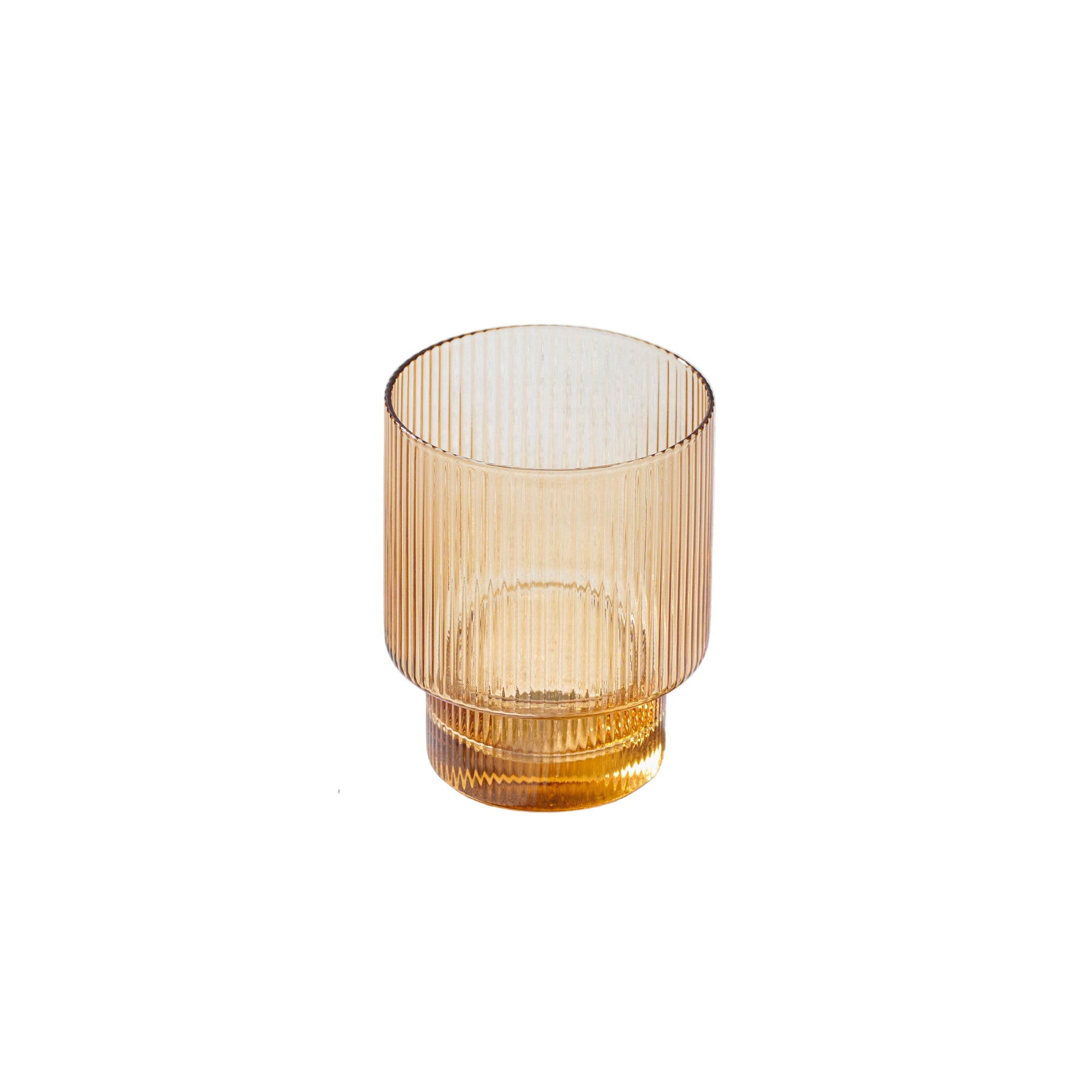 Vikko Malibu Amber Ribbed Rocks Glass