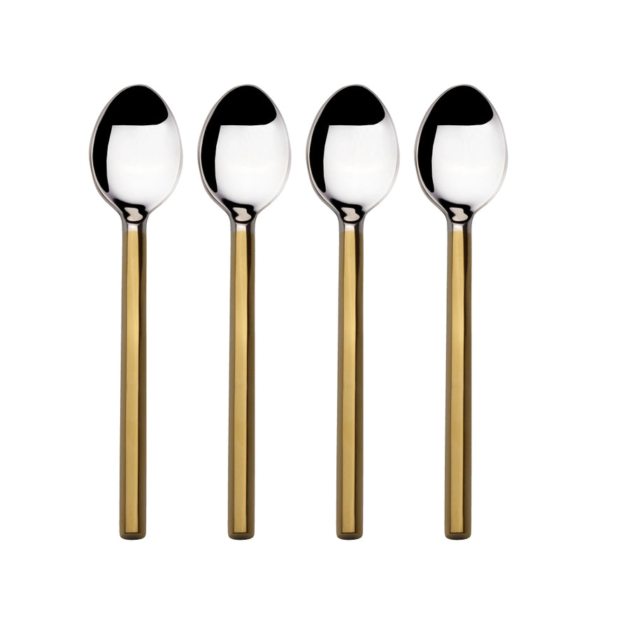 Slice Set of 4 Dessert Spoons Gold/Silver