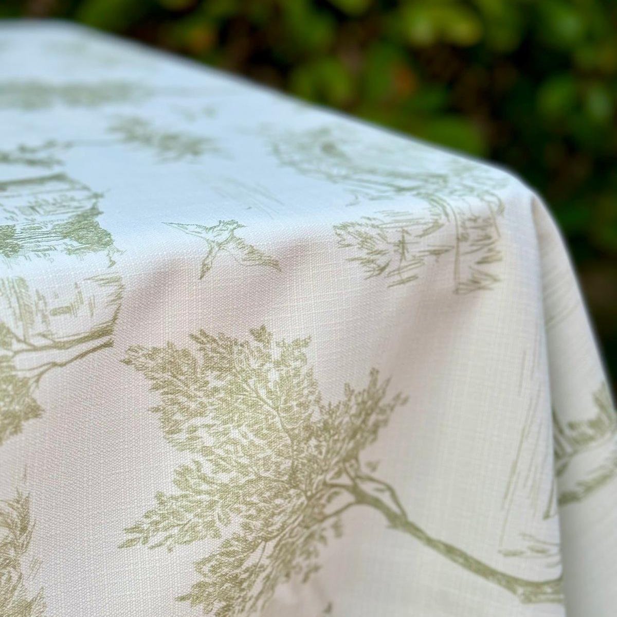 Adorn Your Table Green Toile Spillproof Tablecloth