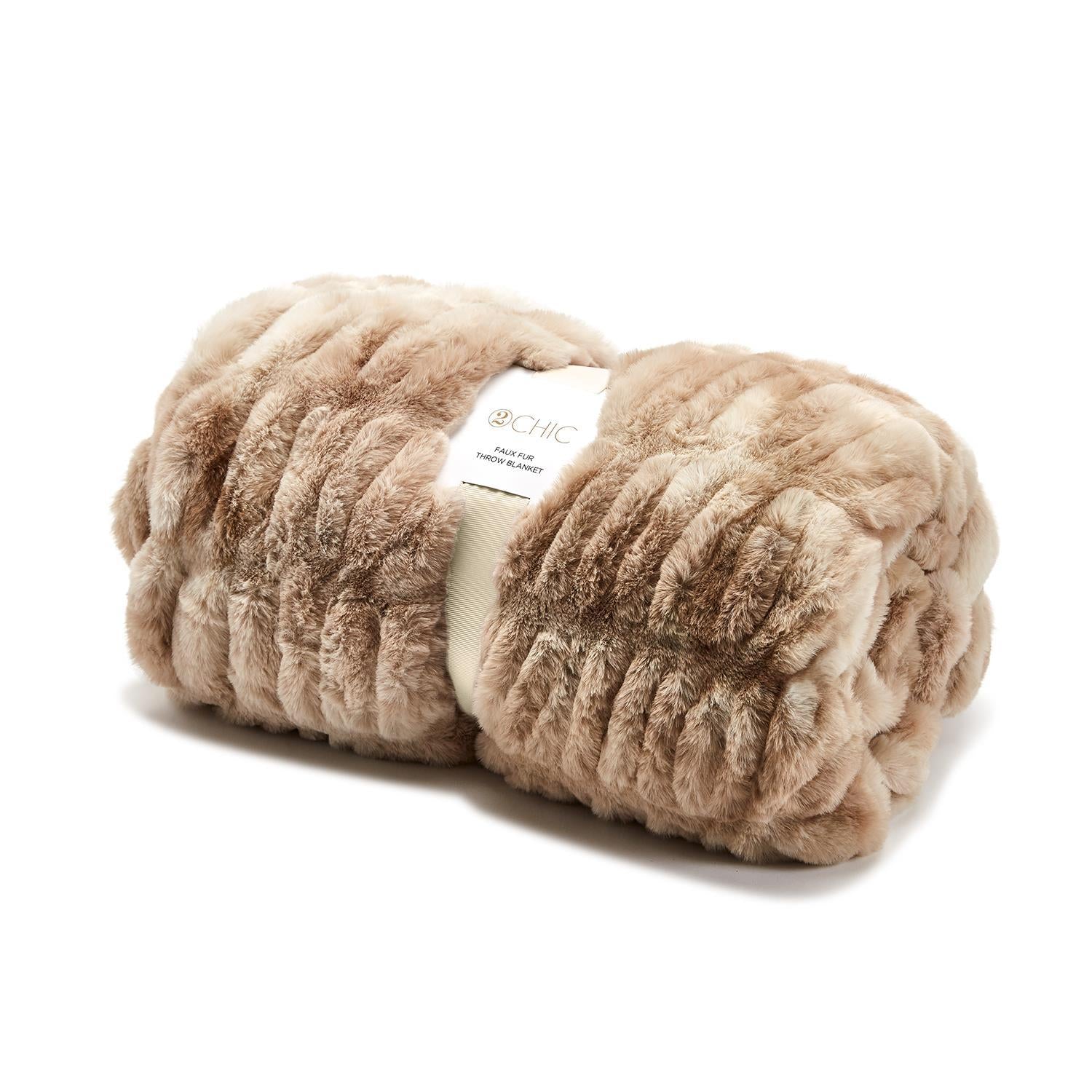 Premiere Luxe Brown Marbled Faux Fur Throw