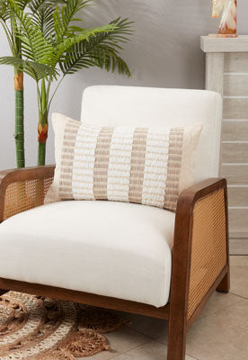Natural Woven Striped Pillow