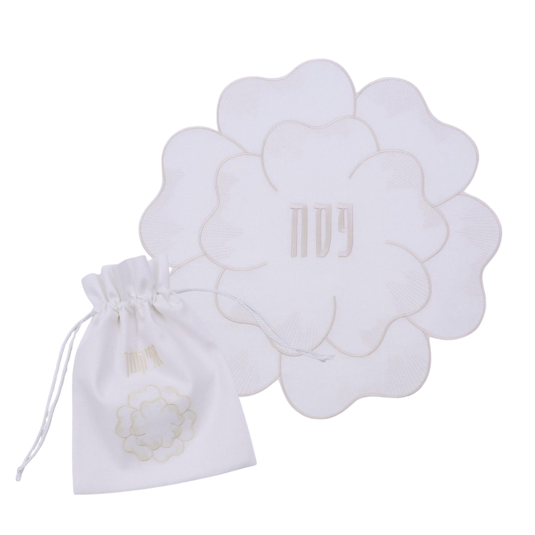 Embroidered Flower Pesach Set