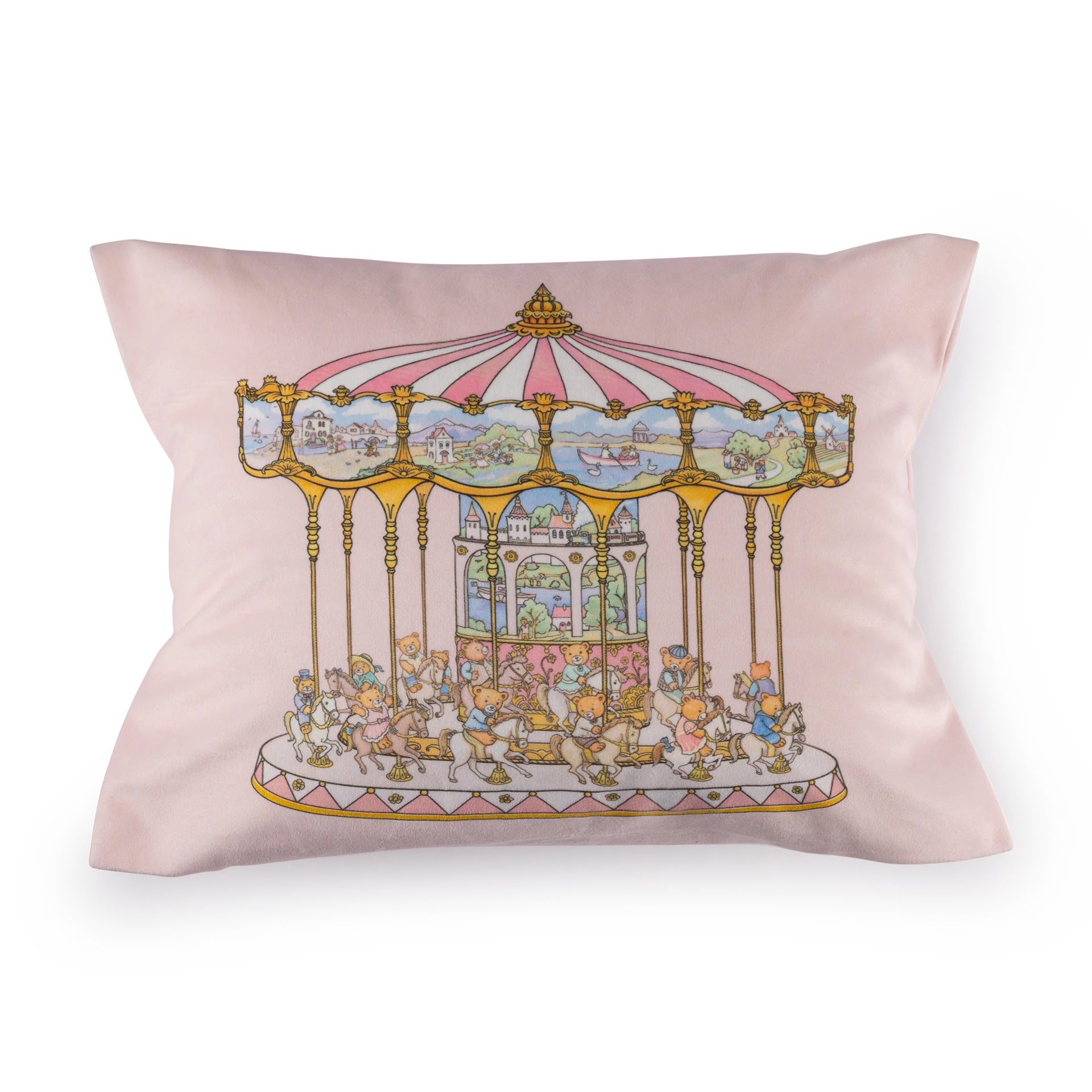 Lil Teddy's Merry Go Cushion- Sugary Pink