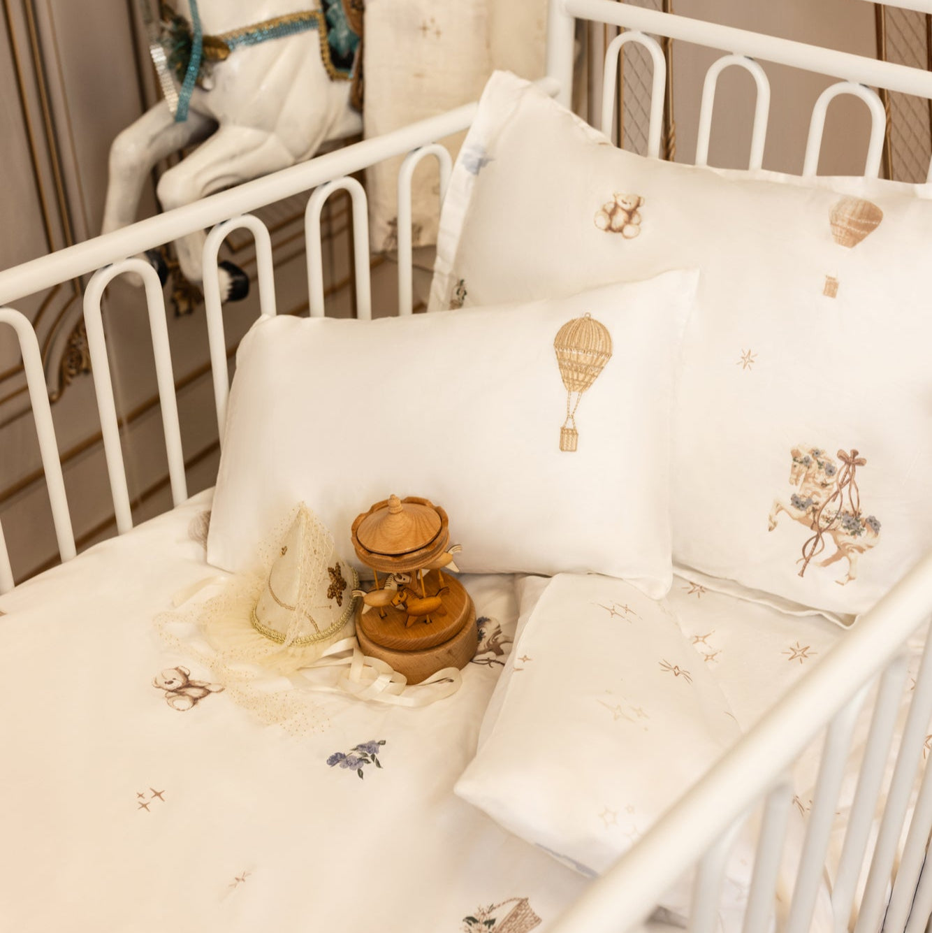 Petite Belle Carousel Dreams Crib Set- Sky