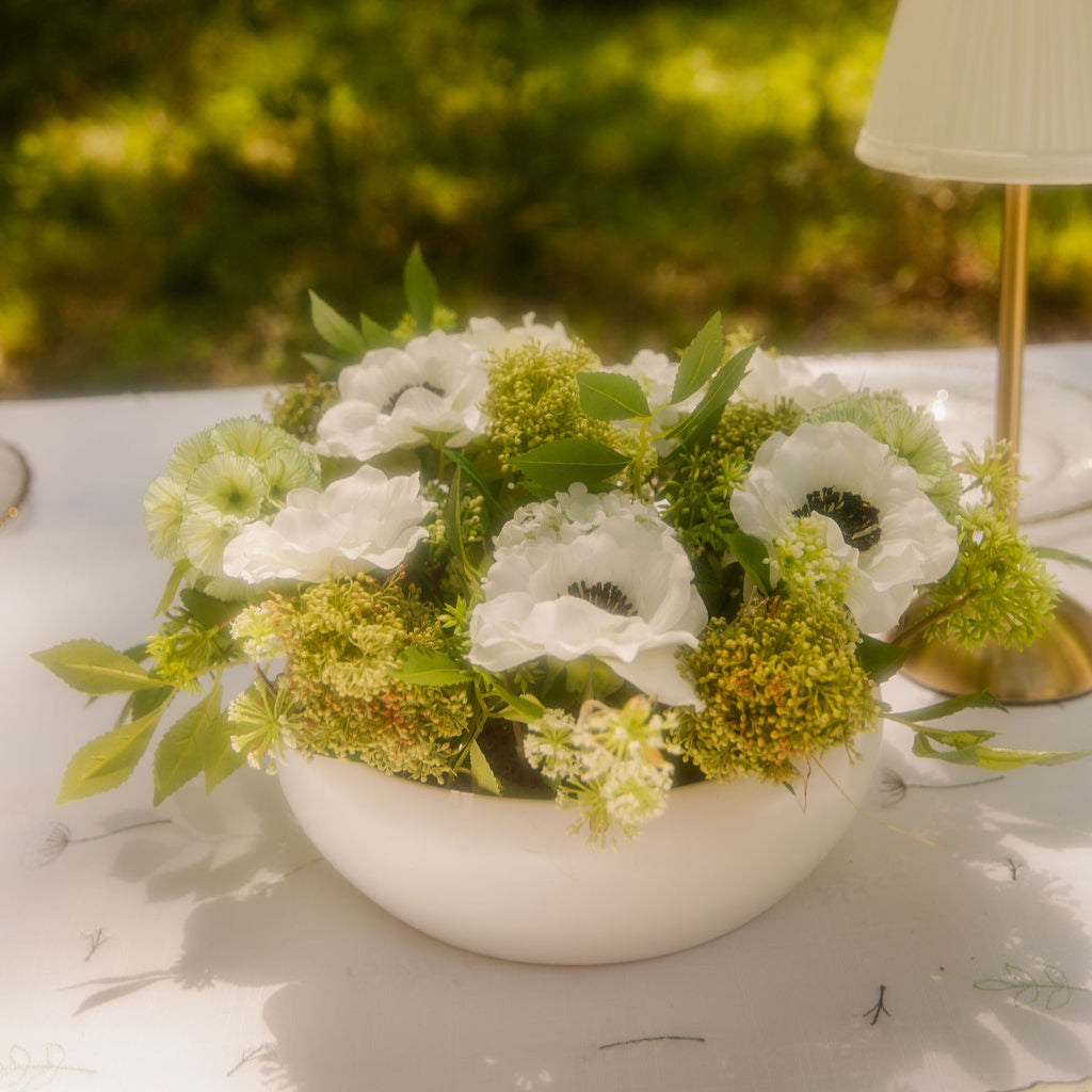 Flaura Anemone and White Hydrangeas