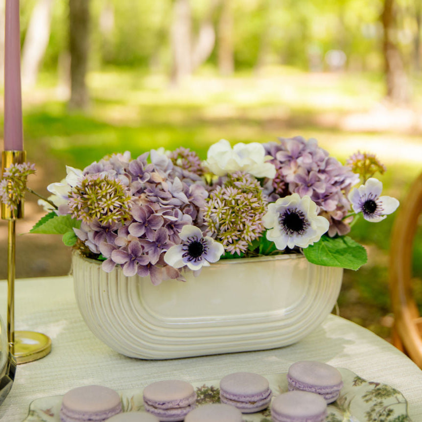Flaura Anemone and Violet Hydrangeas