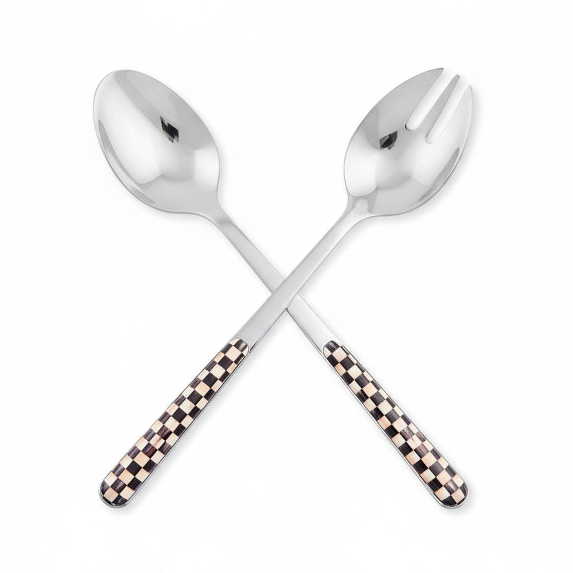 MacKenzie-Childs Check Bistro Salad Serving Set