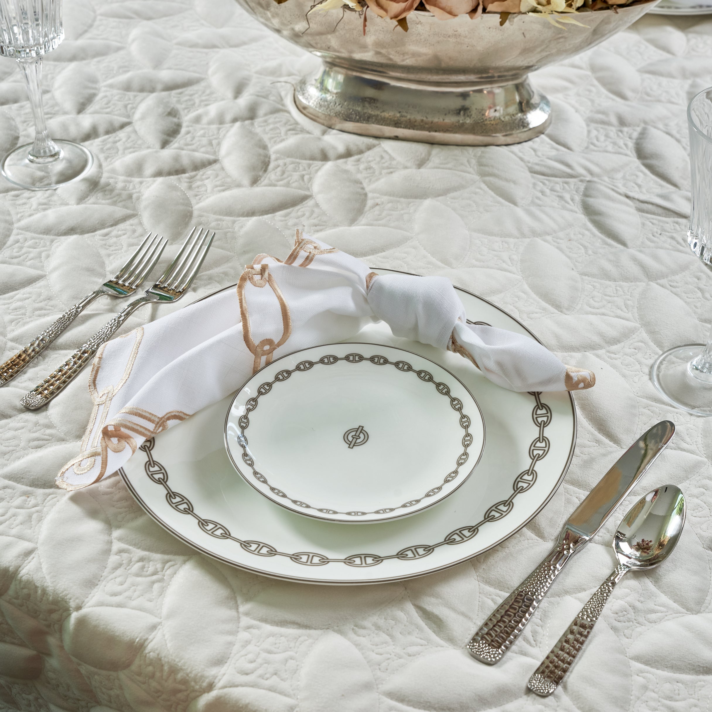 Adorn Your Table Marquis Velvet Quilt Tablecloth