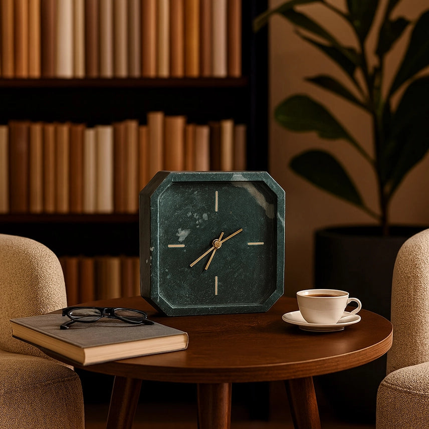 Marble Octagon Table Clock