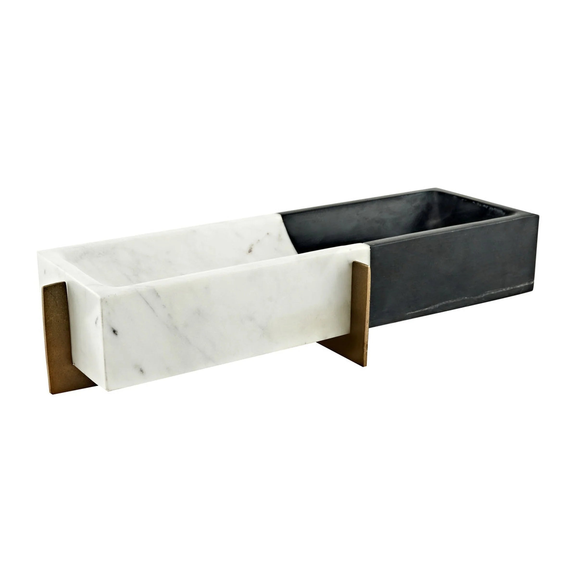 Crum Rectangle Marble & Brass Decorative Tray
