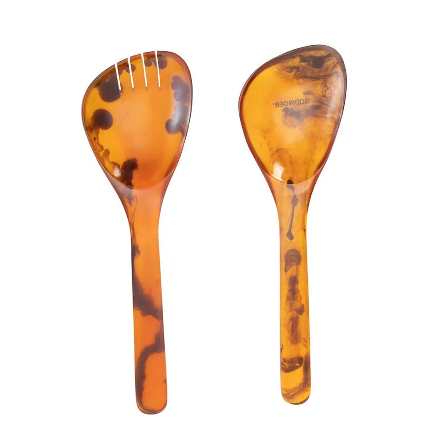 Lucente Tortoise Shell Resin Salad Server Set