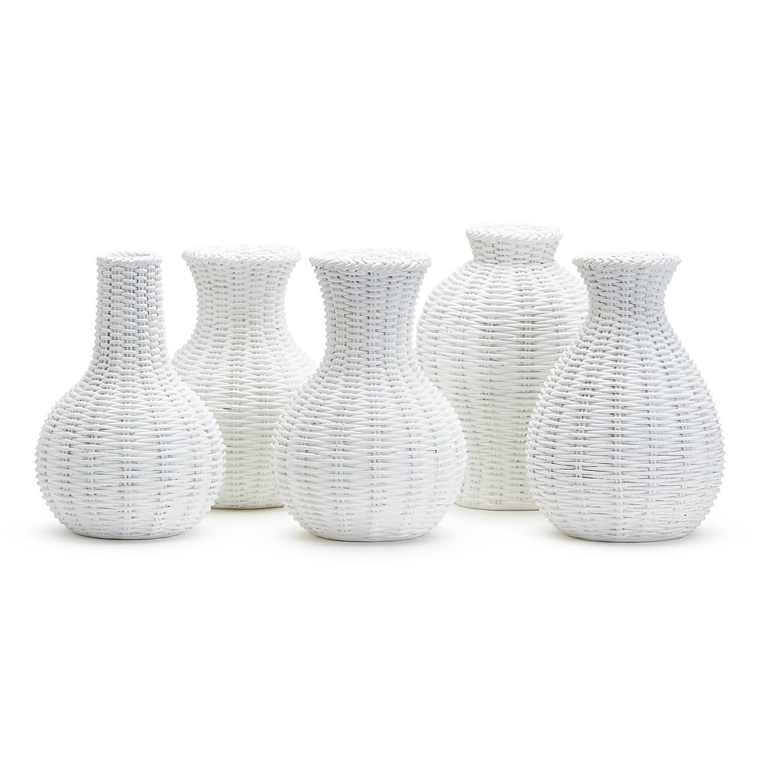White Basket Weave Pattern Bud Vase