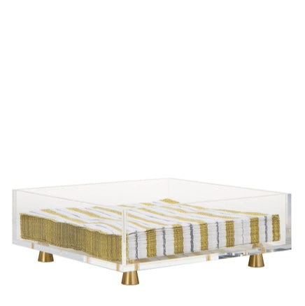 Acrylic Square Napkin Holder on Gold Legs