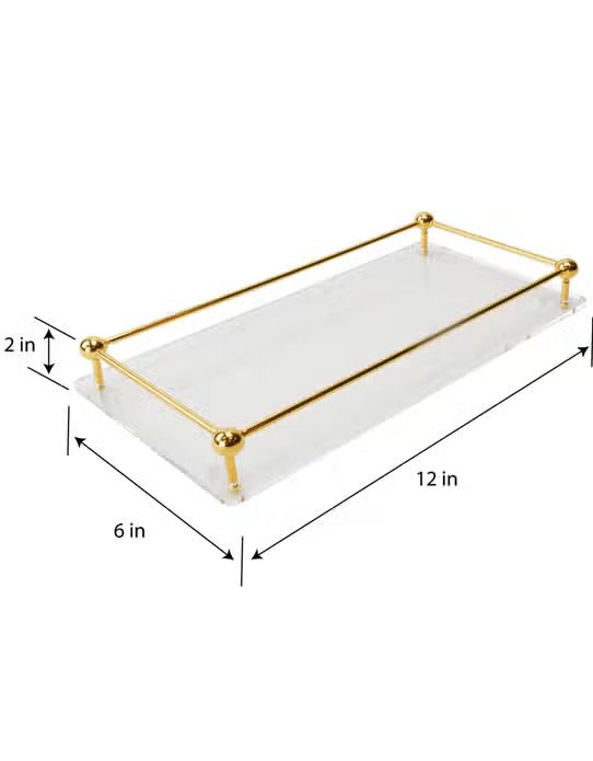 Acrylic Toiletry Tray with Golden Tubes