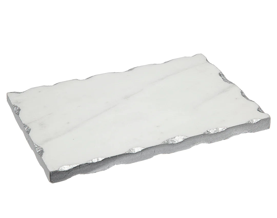 Lavi White Marble Organic Edge Rectangle Board